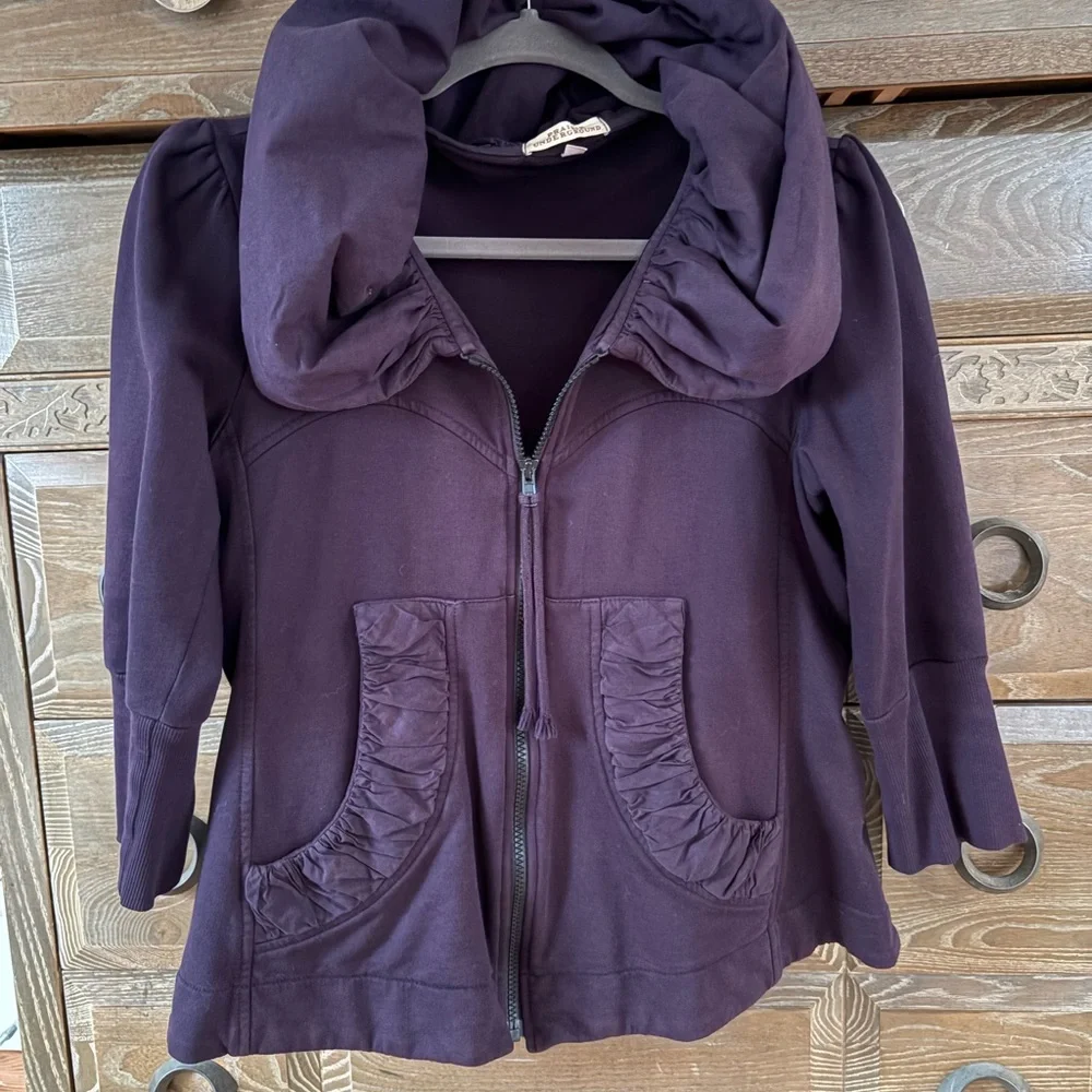 Prairie Underground plum short cloak hoodie sweatshirt XS/S - Picture 5 of 15